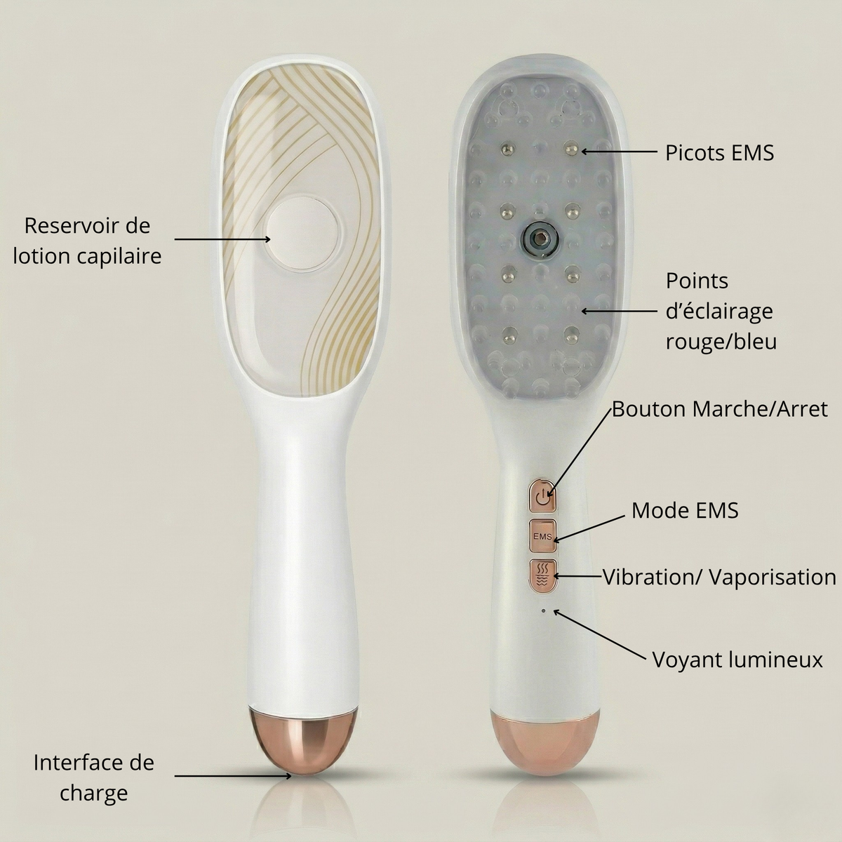 BROSSE MASSANTE LED  RESTAURATION CAPILAIRE